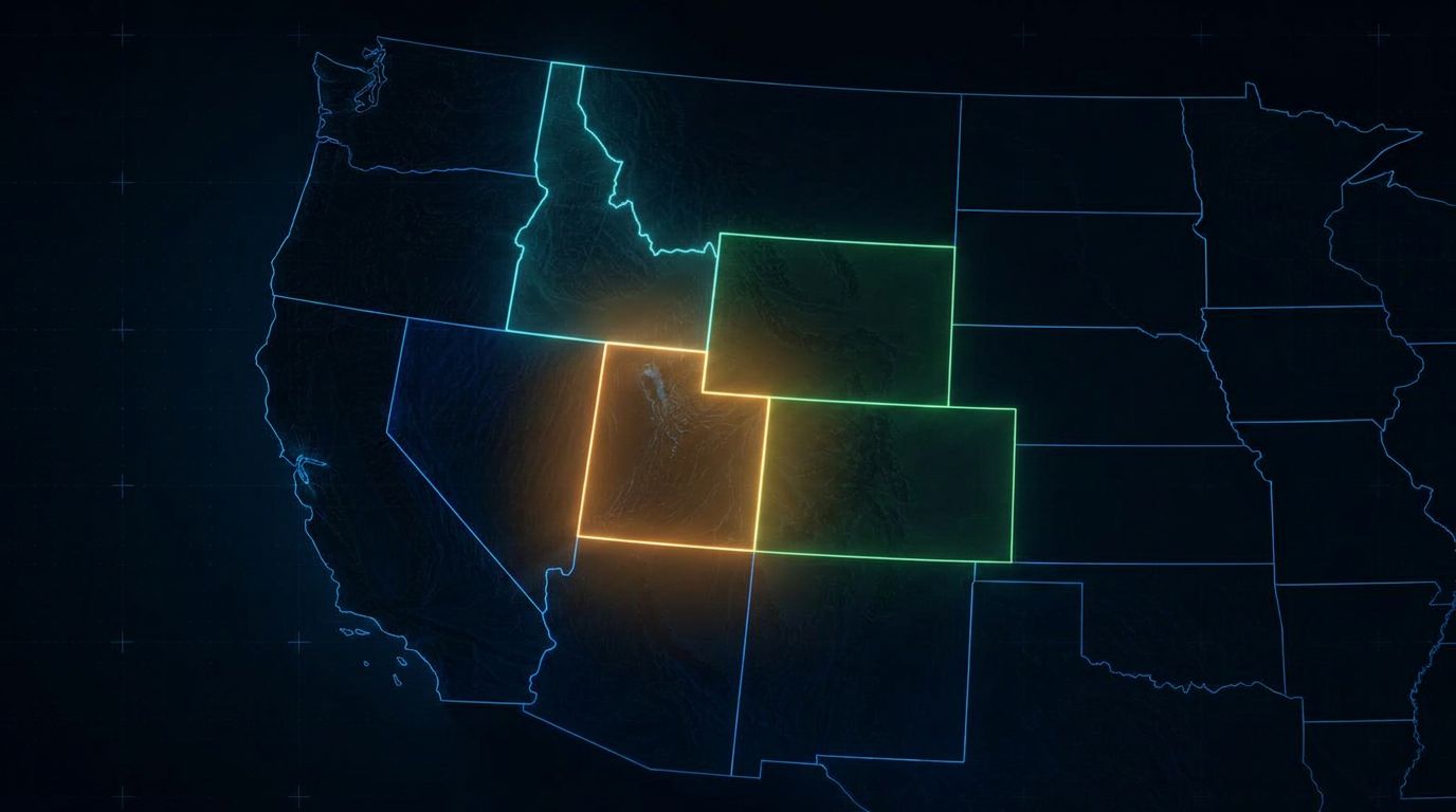 Map of the western United States with Utah highlighted